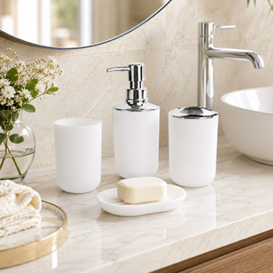 Kit Banheiro com Dispenser e Porta Escovas – Viorenna