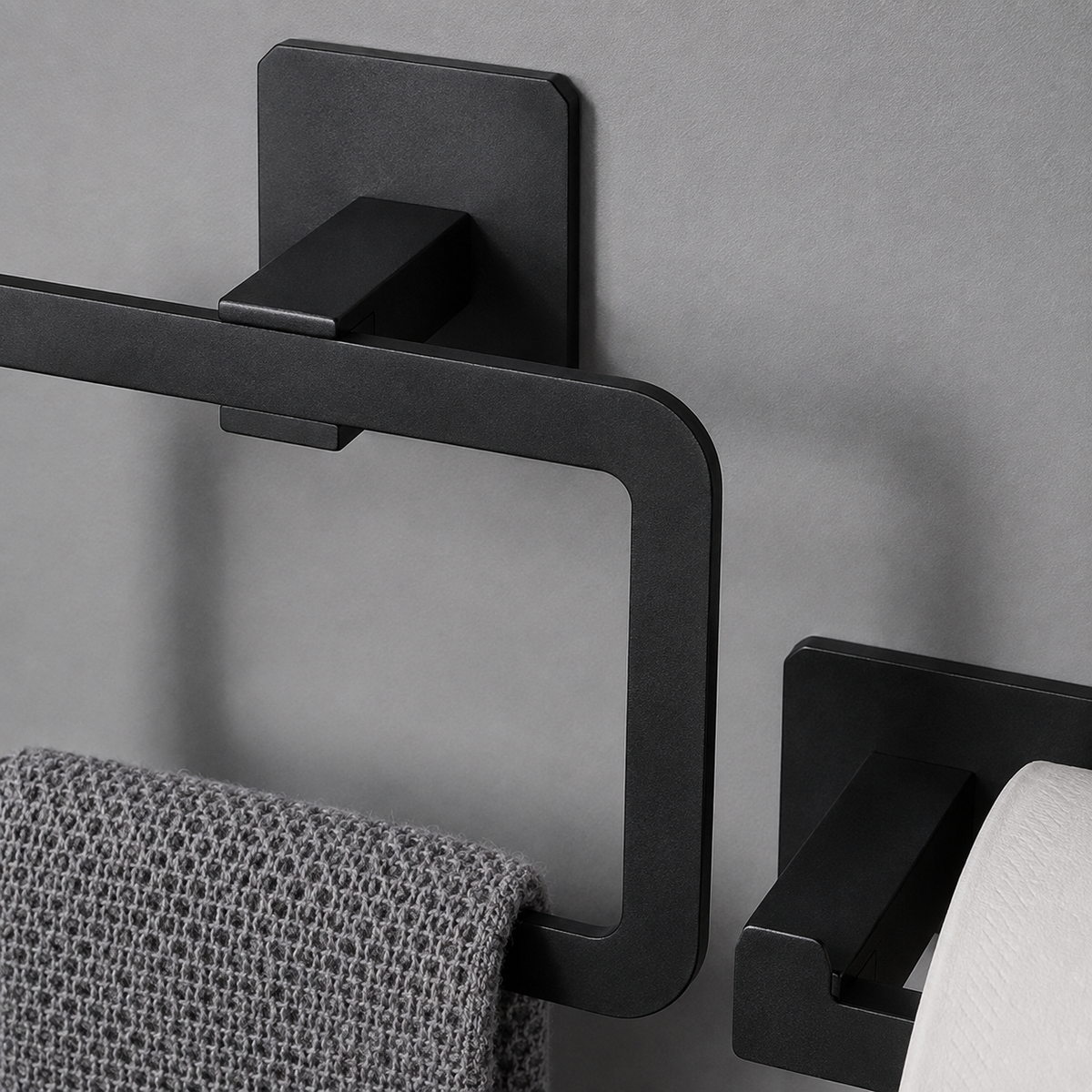 Kit de Acessórios para Banheiro Preto Fosco sem Furo – Viorenna