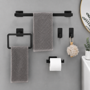 Kit de Acessórios para Banheiro Preto Fosco sem Furo – Viorenna