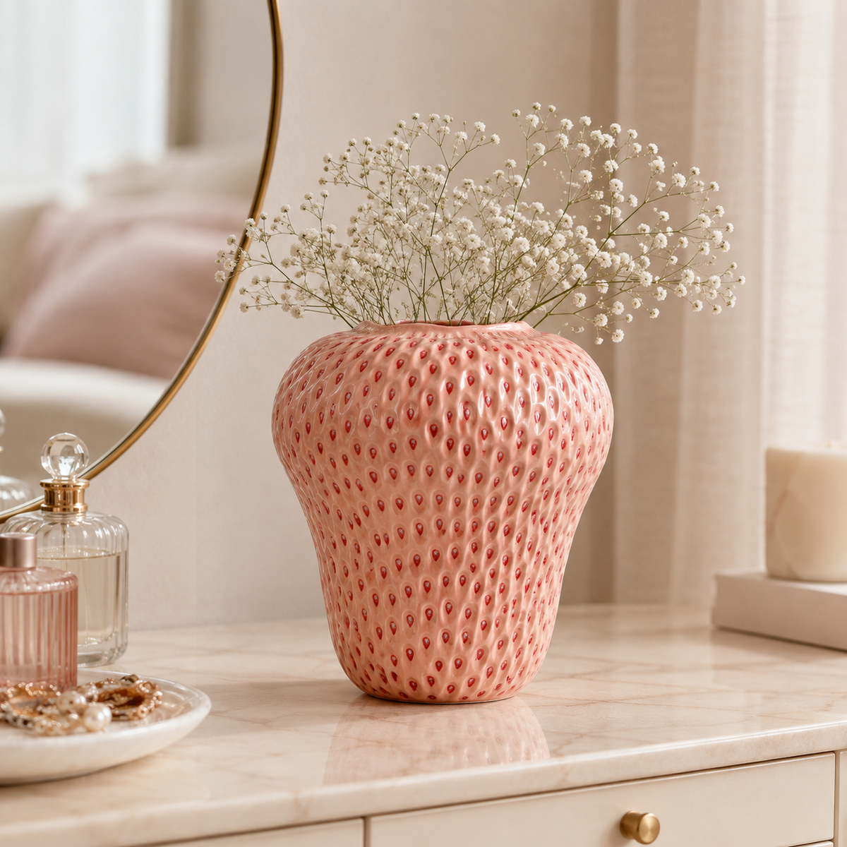 Vaso Decorativo Morango Criativo de Cerâmica para Mesa – Viorenna