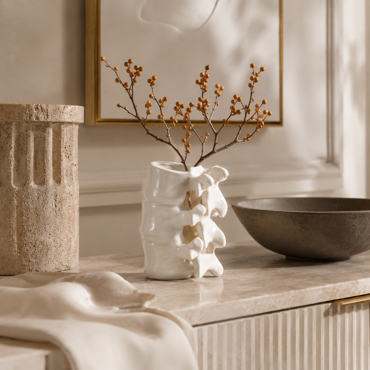 Vaso Decorativo Nórdico de Cerâmica para Sala – Viorenna