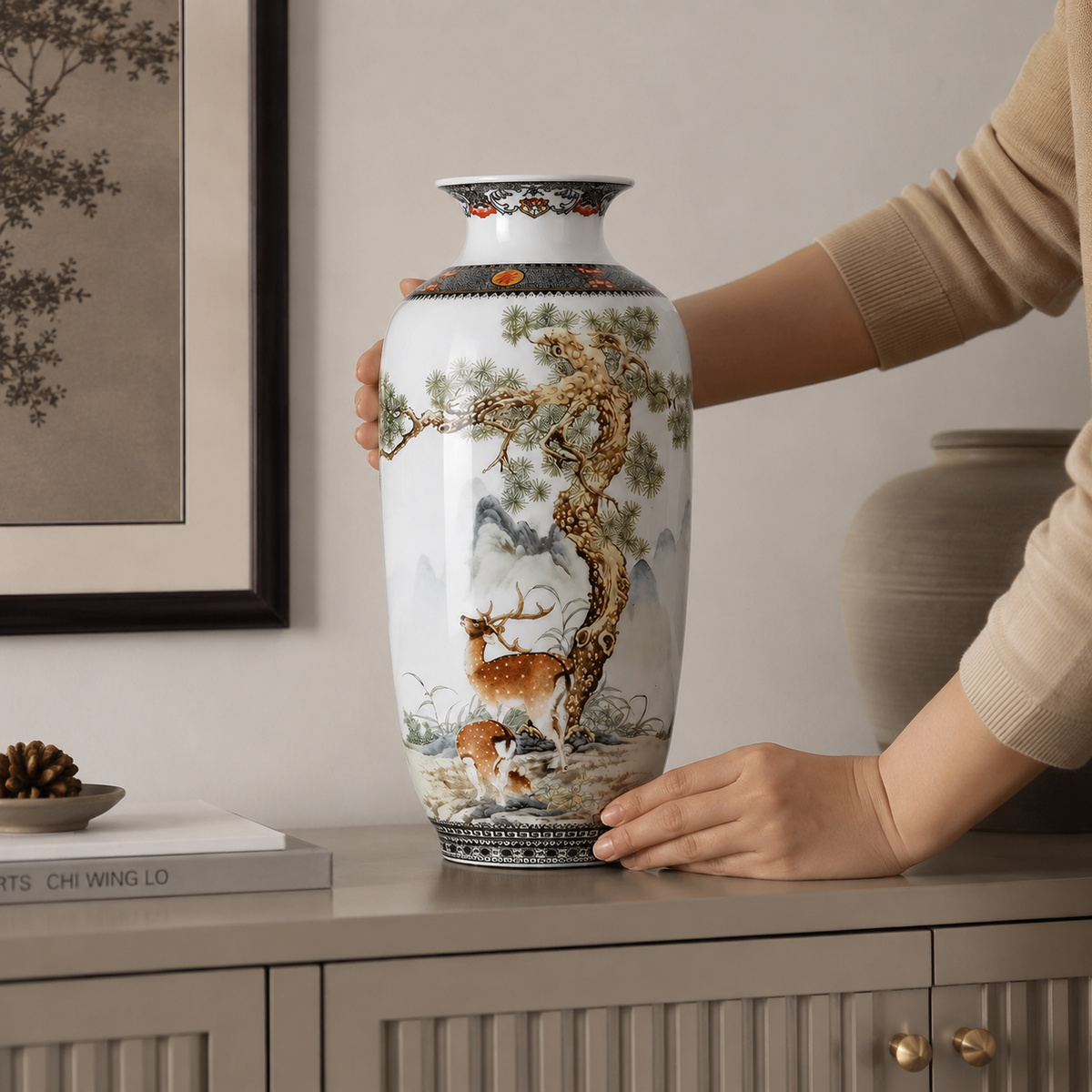 Vaso Decorativo Jingdezhen de Porcelana para Rack – Viorenna