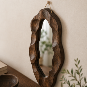 Espelho Decorativo Assimétrico com Moldura de Madeira – Viorenna