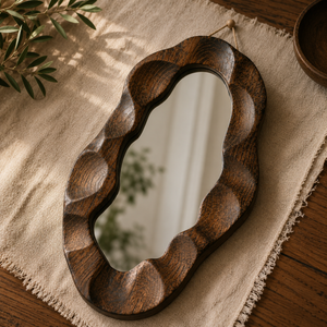 Espelho Decorativo Assimétrico com Moldura de Madeira – Viorenna