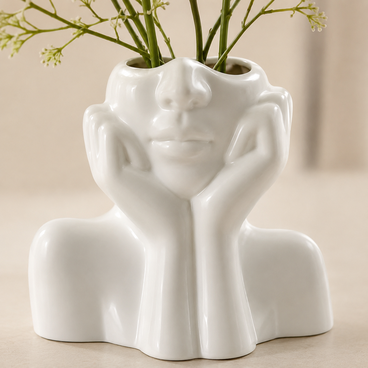 Vaso Decorativo Nórdico Figura Feminina de Plástico para Plantas – Viorenna