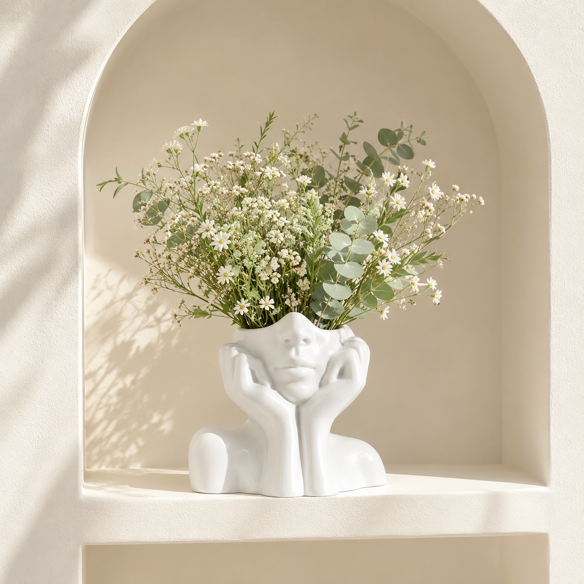Vaso Decorativo Nórdico Figura Feminina de Plástico para Plantas – Viorenna