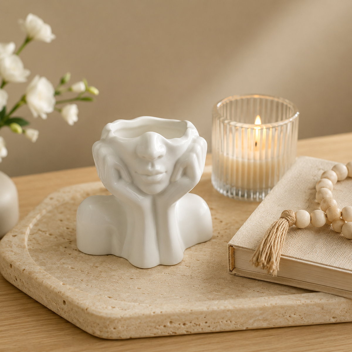 Vaso Decorativo Nórdico Figura Feminina de Plástico para Plantas – Viorenna