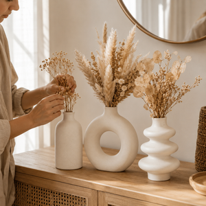 Conjunto de Vasos Decorativos Boho Conjunto de 3 Peças de Cerâmica para Sala – Viorenna