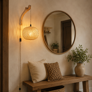 Luminária de Parede em Rattan para Sala e Quarto – Viorenna
