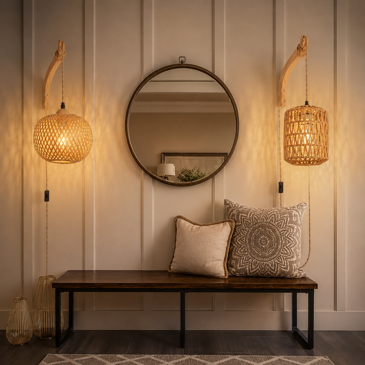 Luminária de Parede em Rattan para Sala e Quarto – Viorenna
