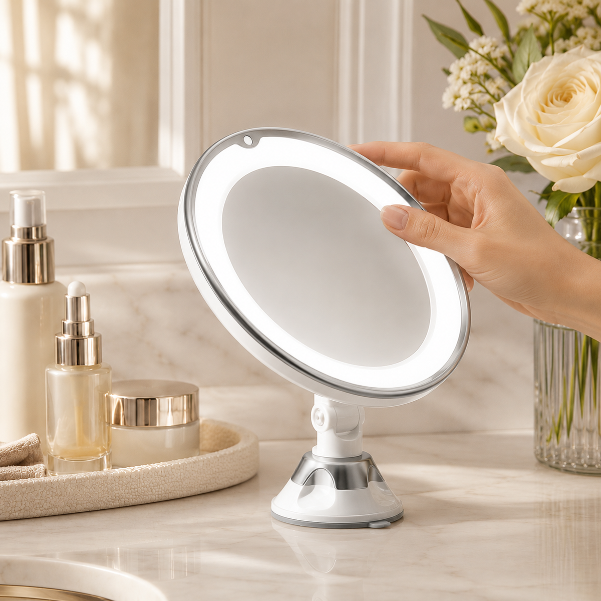 Espelho de Aumento 10x com LED Touch – Viorenna