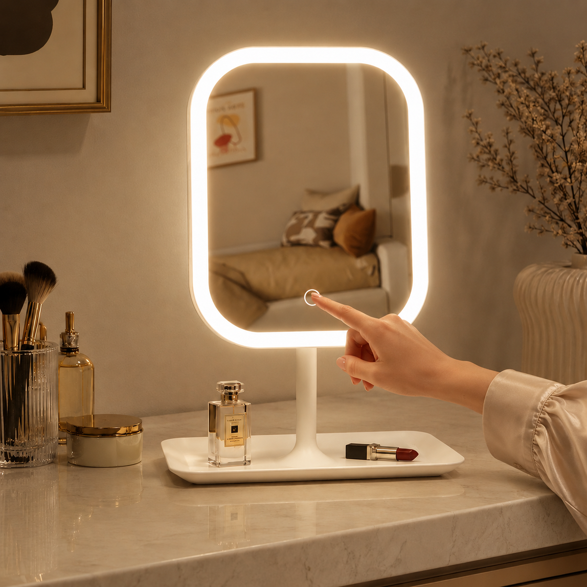 Espelho de Bancada com LED Tricolor Design Moderno – Viorenna
