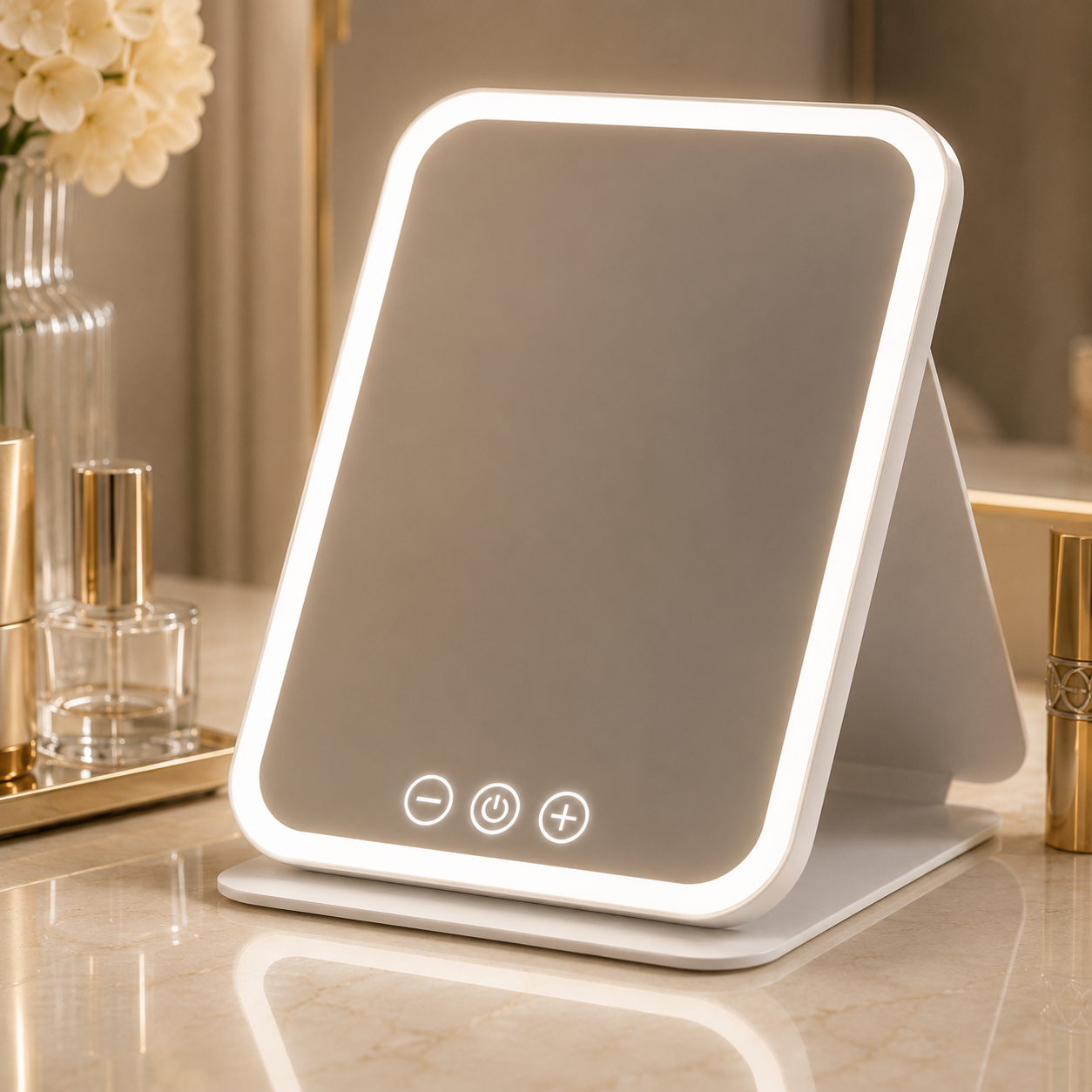 Espelho Portátil Recarregável com LED Tricolor – Viorenna