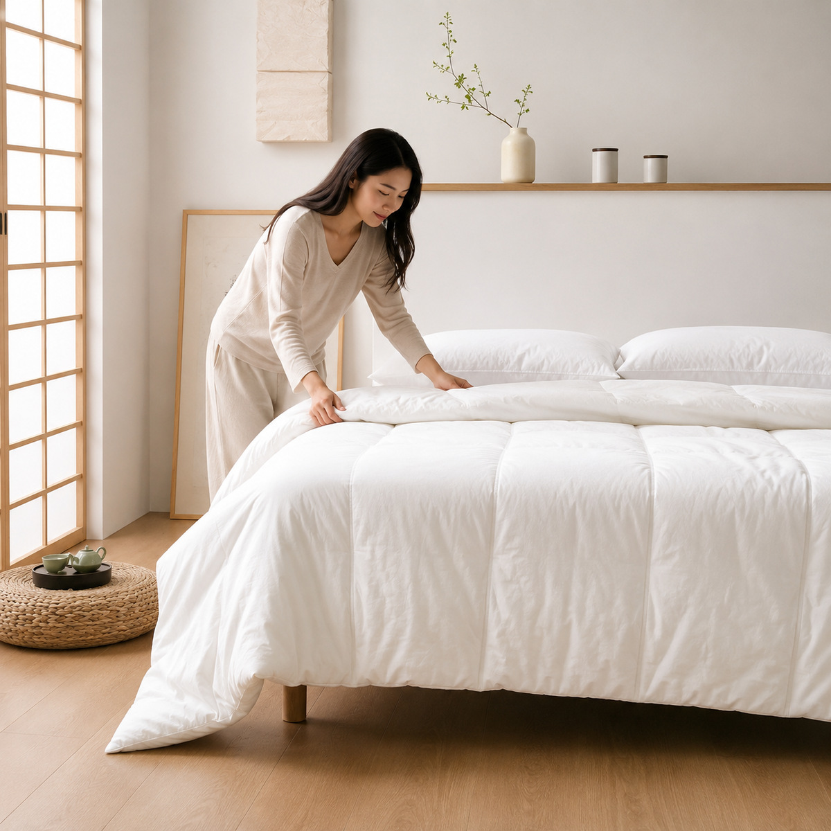 Edredom Branco Acolchoado para Cama – Viorenna