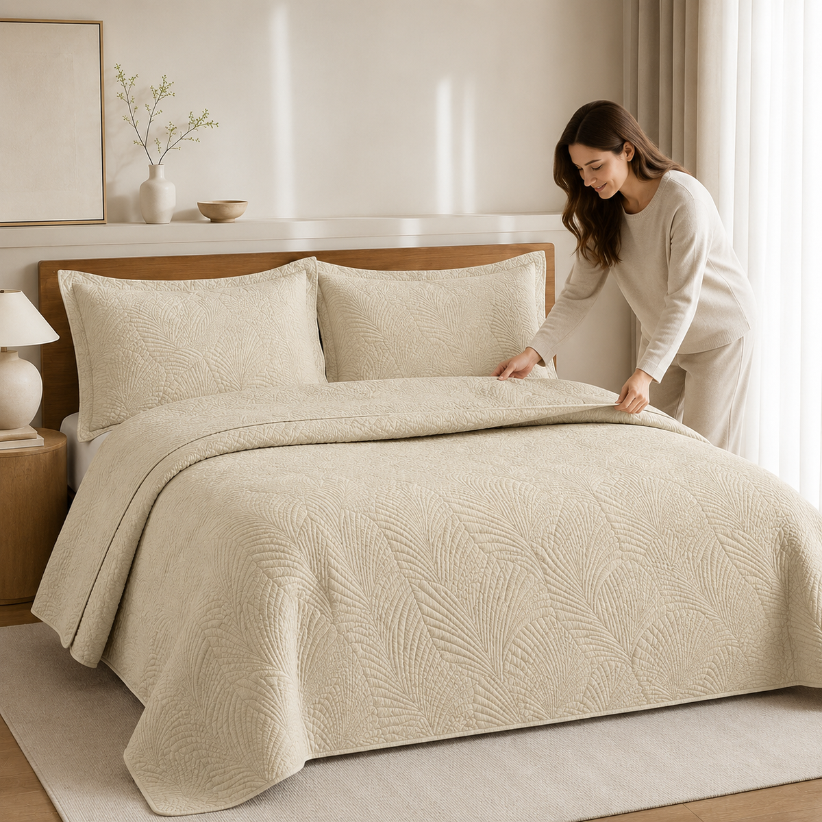 Colcha Minimalista para Cama em Algodão – Viorenna