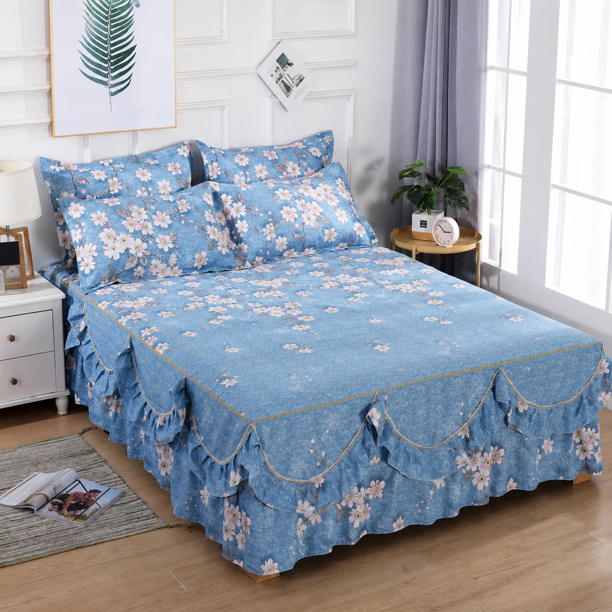 Kit Colcha Floral para Cama Box com Fronhas – Viorenna