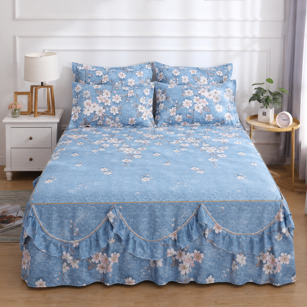 Kit Colcha Floral para Cama Box com Fronhas – Viorenna