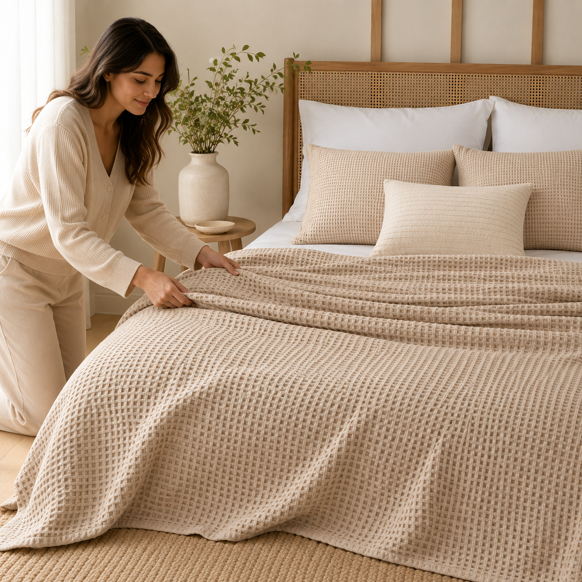 Colcha Waffle para Cama com Textura Aconchegante – Viorenna