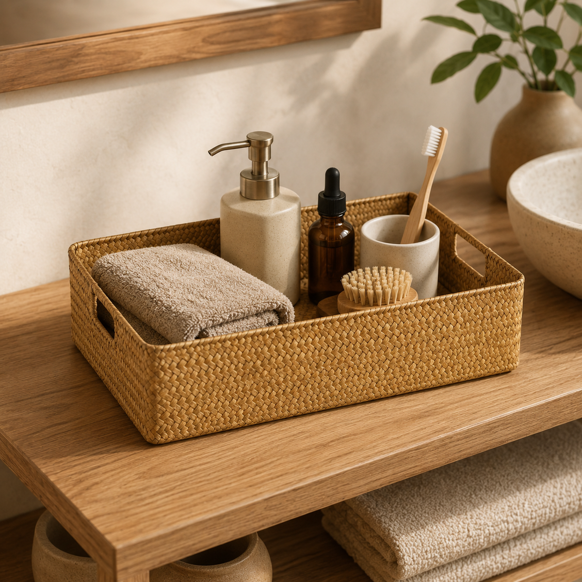 Cesto Decorativo de Fibra Natural para Mesa – Viorenna