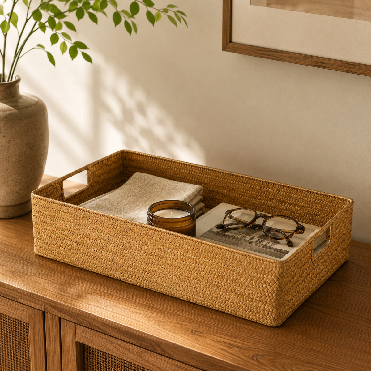 Cesto Decorativo de Fibra Natural para Mesa – Viorenna