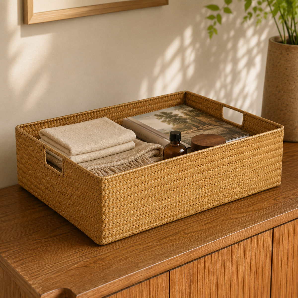 Cesto Decorativo de Fibra Natural para Mesa – Viorenna