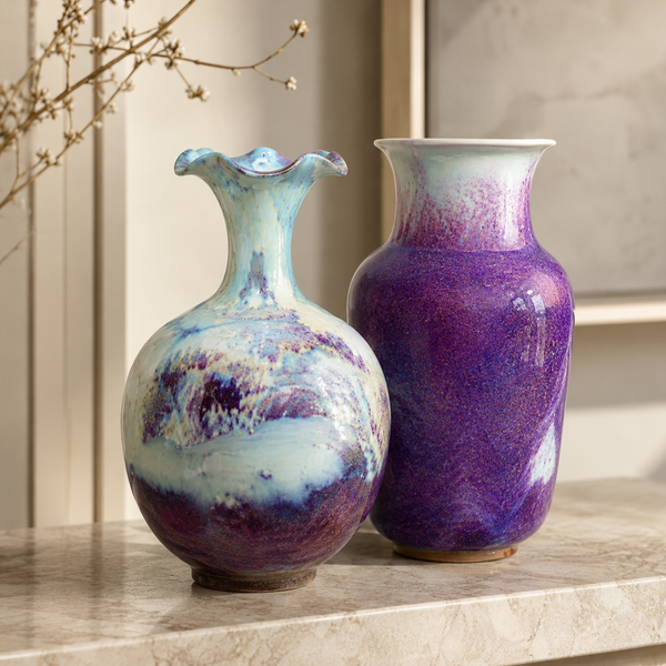 Combinação de vasos decorativos