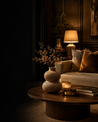 Composição elegante de decoração Viorenna com peças para criar um ambiente acolhedor