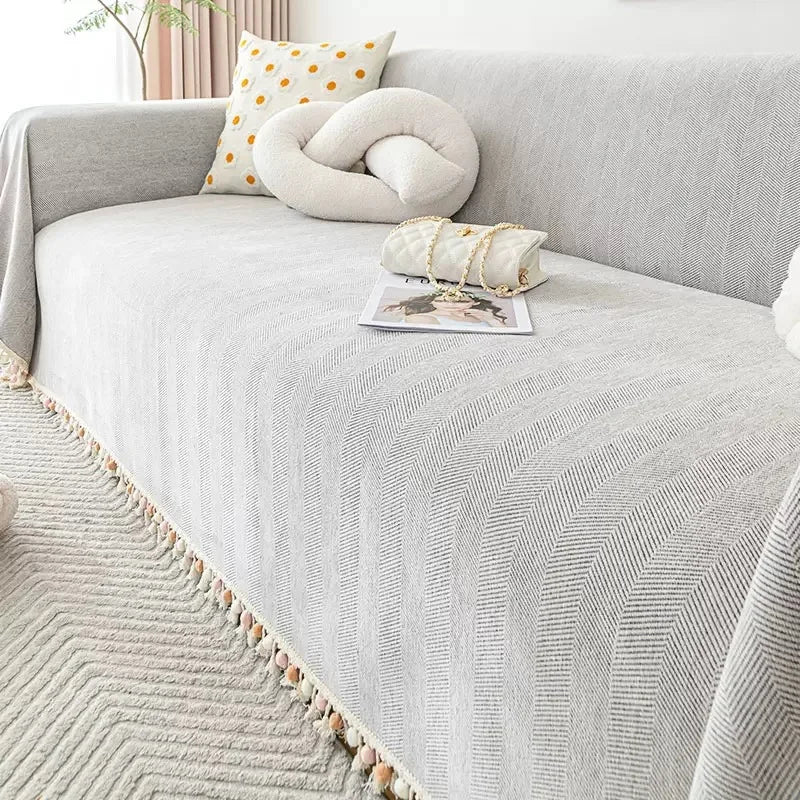 Modern Ticking Stripe Sofa Cover Cloth Four Seasons Universal Sofa Sheet Sofa Mat Couch Home Dust Protection Blanket