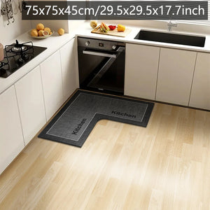 Simple kitchen non-slip floor mat L-shaped corner mat bathroom absorbent foot mat diatom mud printed mat door mat