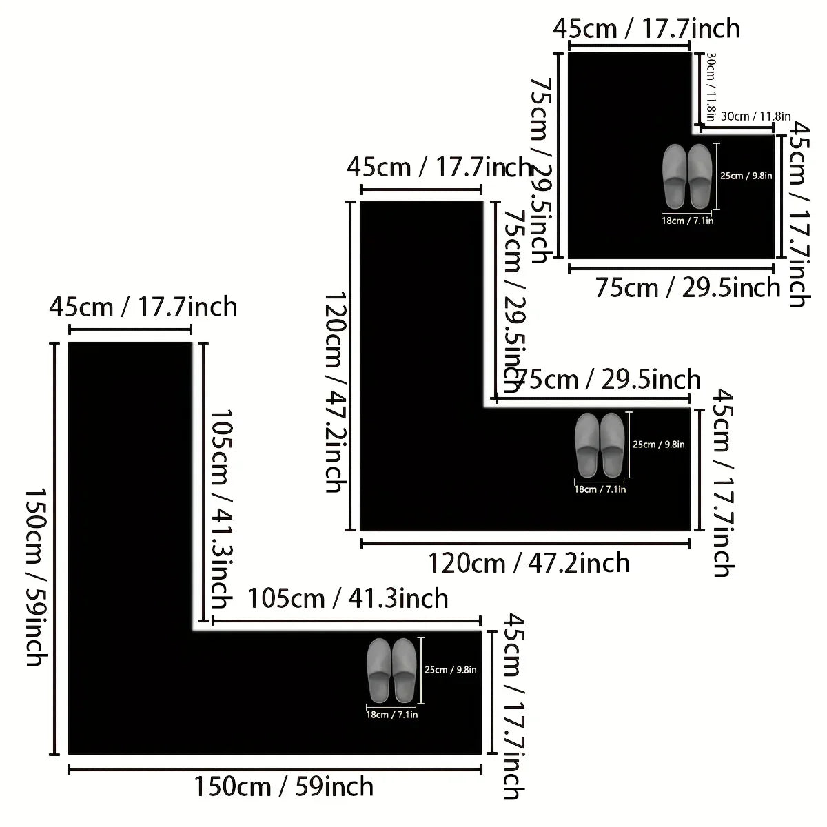 Simple kitchen non-slip floor mat L-shaped corner mat bathroom absorbent foot mat diatom mud printed mat door mat