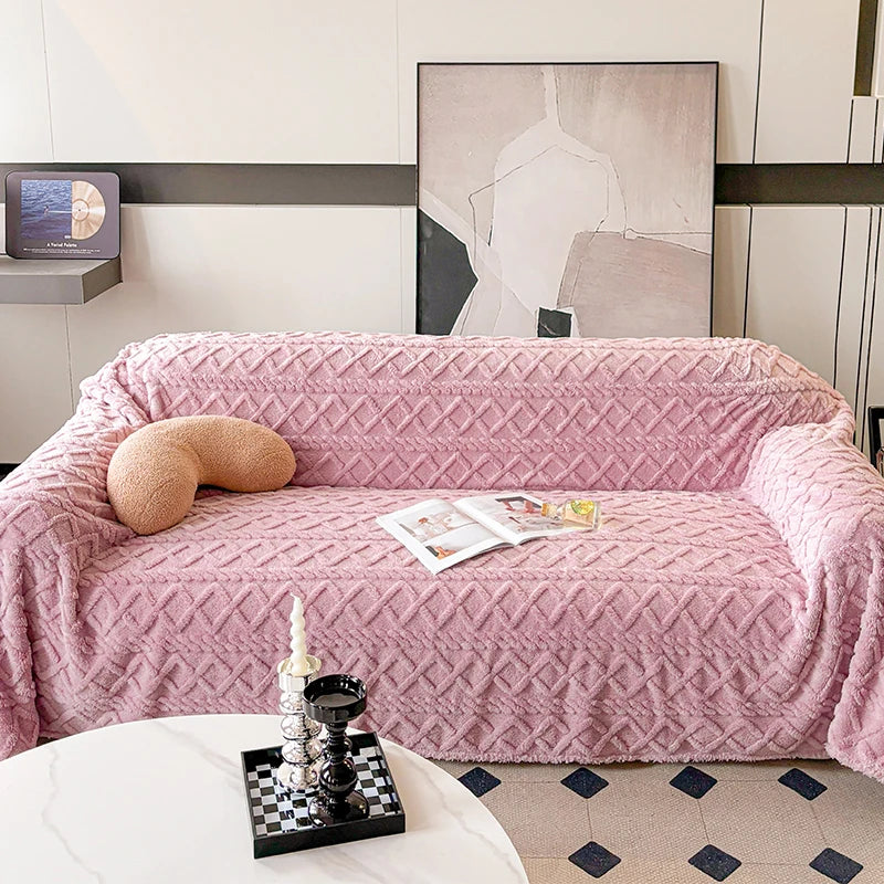 2026 Spring Taffeta Fleece Sofa Blasnket Soft Comfortable Protective Cover for 1-3 Seater Sofas Jacquard Plush Throws Blanket