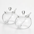 Conjunto com dois açucareiros de vidro 250 ml com tampa e colher