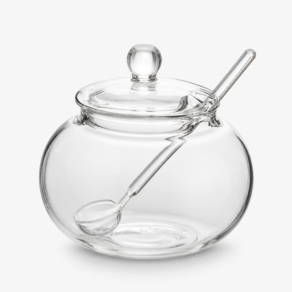 Açucareiro de vidro 250 ml isolado com tampa e colher