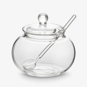 Açucareiro de vidro 250 ml isolado com tampa e colher
