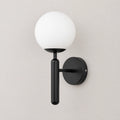 Arandela de parede com globo branco na variante Preto sobre fundo controlado