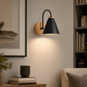 Arandela metal minimalista em ambiente de sala ou estudo