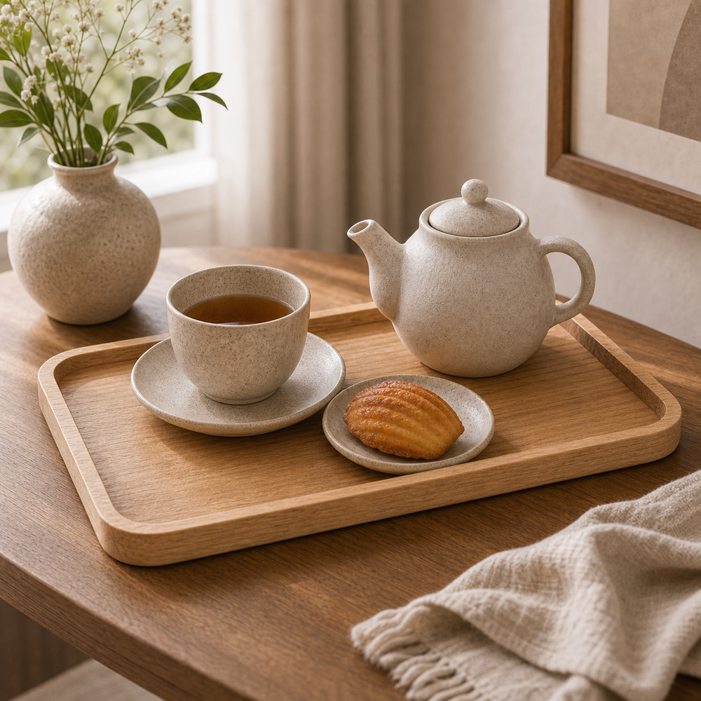 Bandeja de Madeira para Servir Café e Chá - imagem 08 variacao uso composicao premium Viorenna