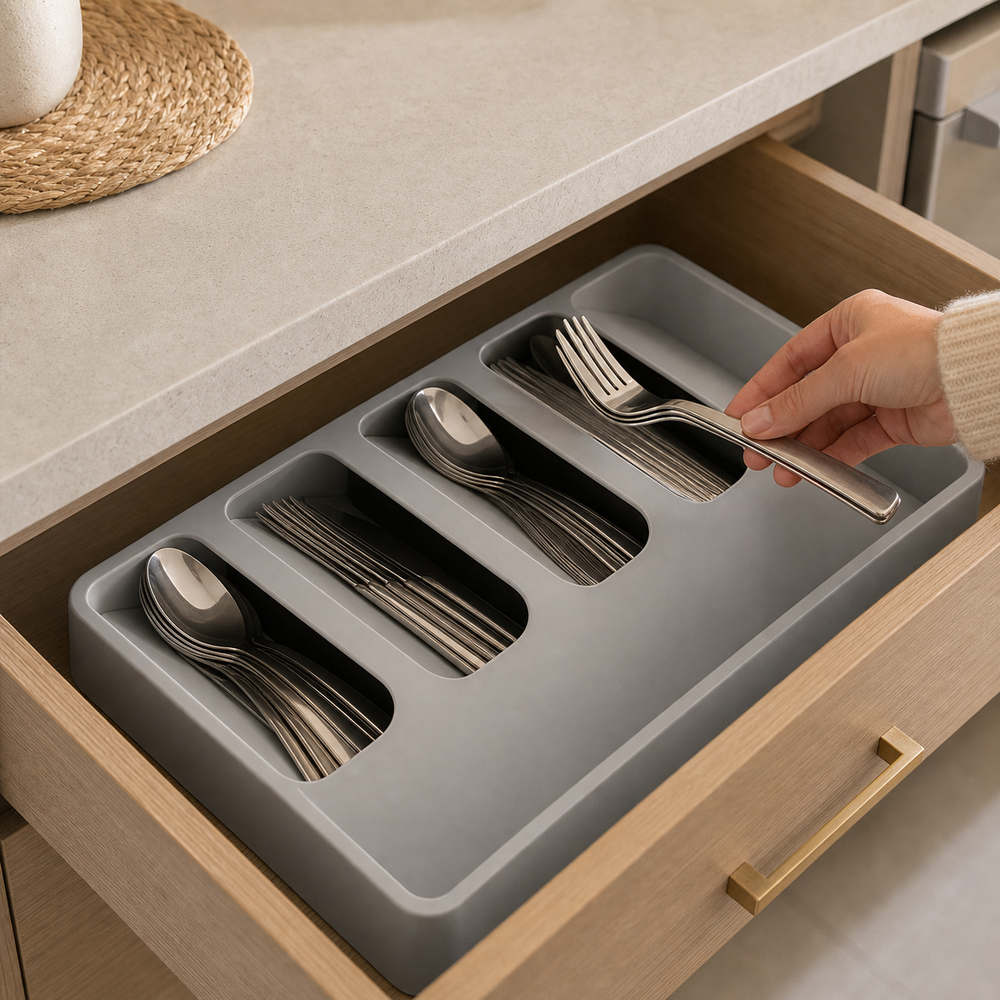 Bandeja Organizadora Multiuso para Talheres em imagem uso real premium - Viorenna