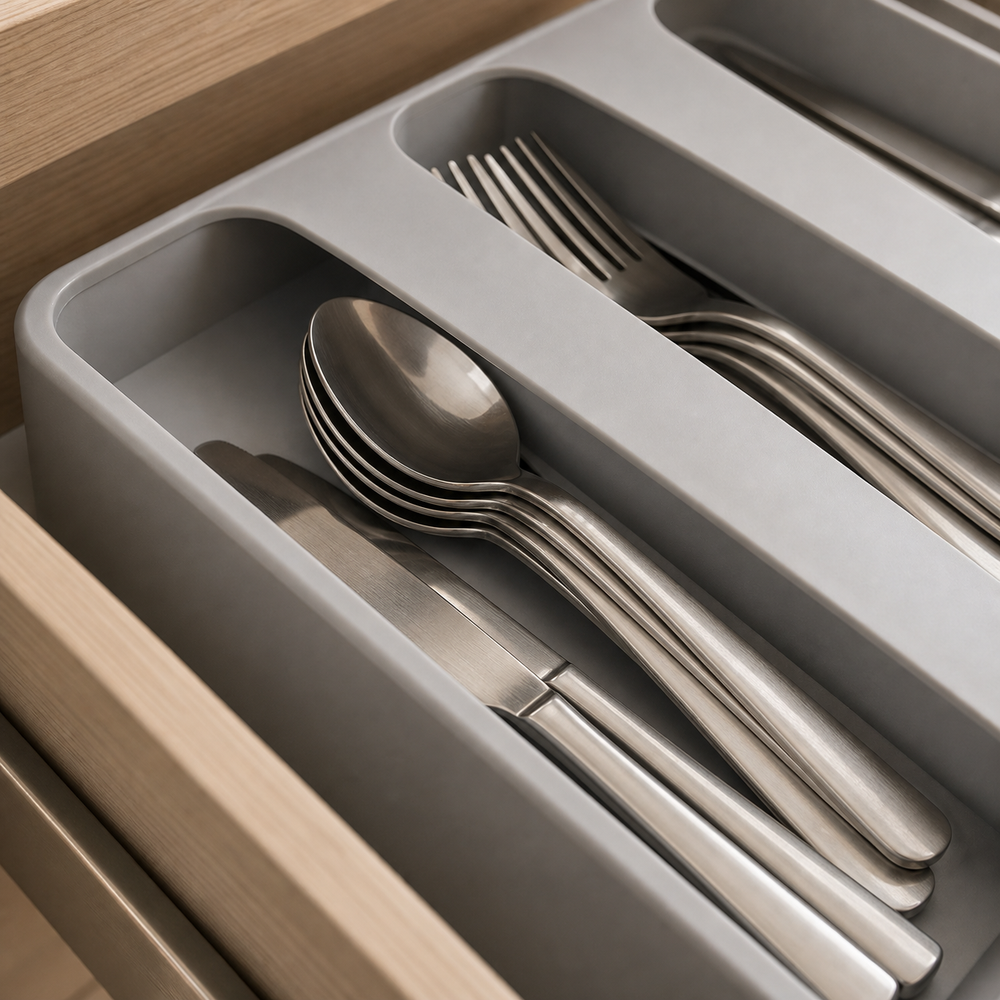 Bandeja Organizadora Multiuso para Talheres em imagem close material premium - Viorenna
