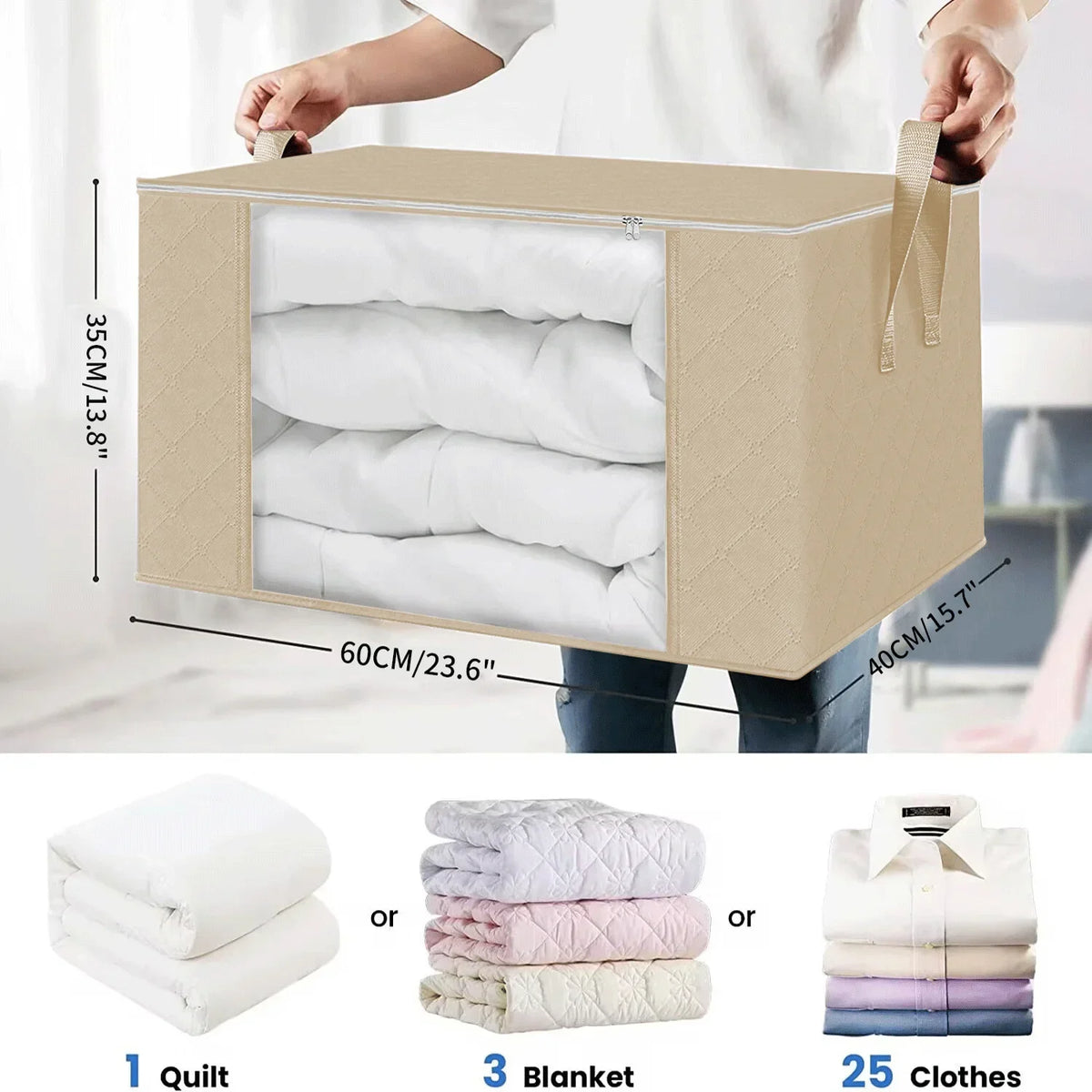 Bolsa Organizadora para Enxoval e Cobertores em cama posta