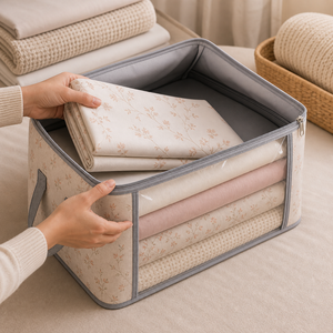 Bolsa Organizadora para Roupas de Cama em imagem detalhe funcional premium - Viorenna
