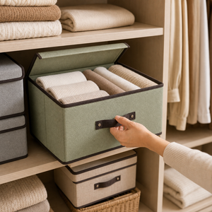 Caixa Organizadora Dobrável para Closet e Gavetas em imagem uso real premium - Viorenna
