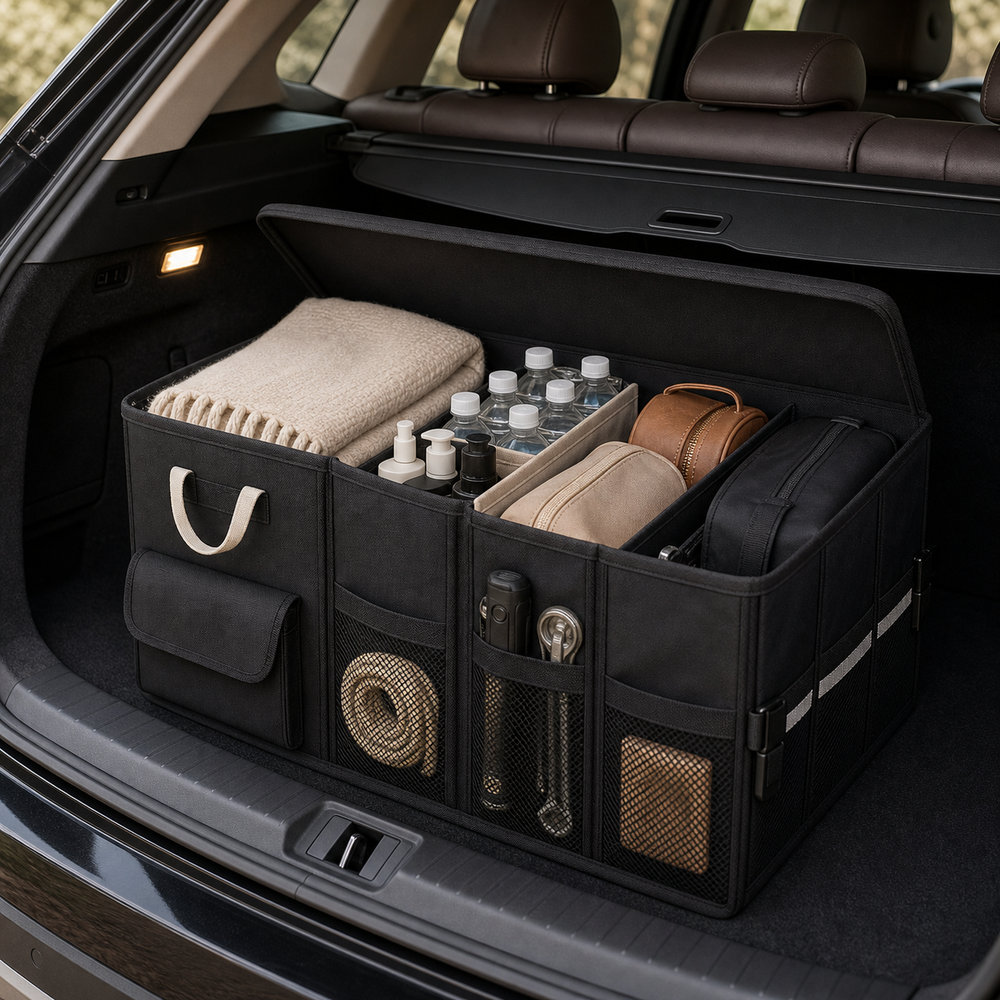 Caixa Organizadora Dobrável para Viagem e Armazenamento em imagem cena complementar premium - Viorenna