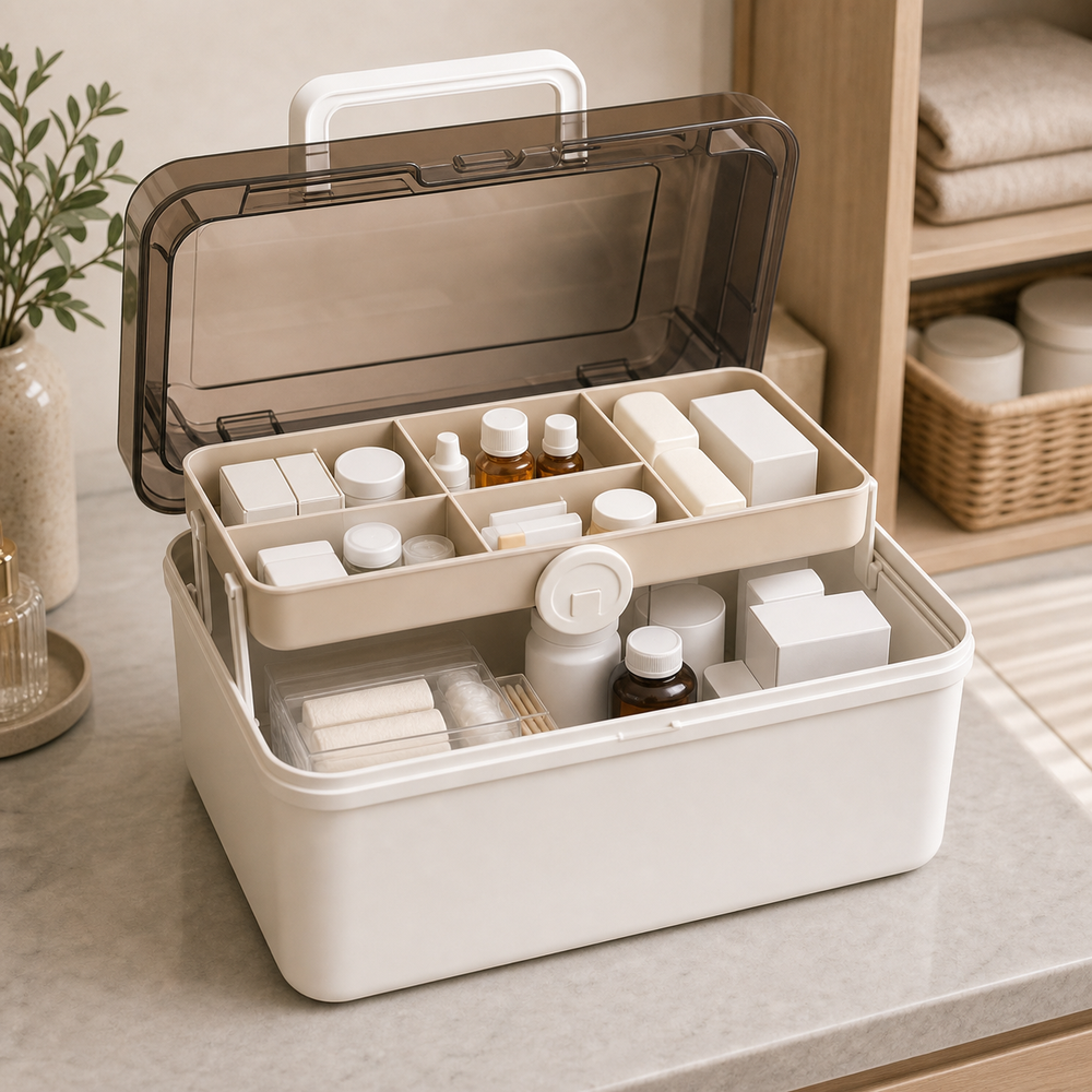 Caixa Organizadora Familiar para Medicamentos em imagem hero premium - Viorenna