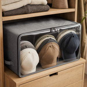 Caixa Organizadora para Bonés com Visor Transparente em imagem hero premium - Viorenna