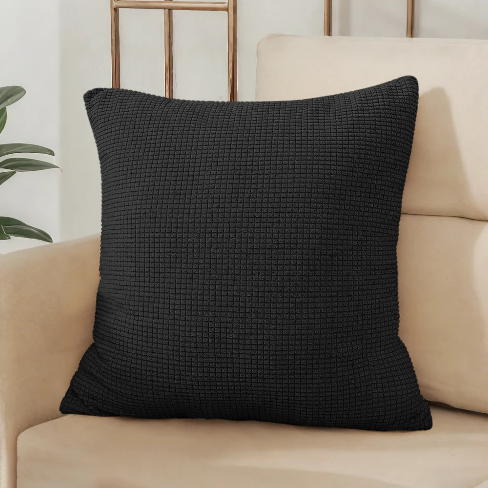 Capa de Almofada Jacquard Lisa para Sofá em sala decorada