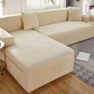 Capa para sofá impermeável em jacquard creme no sofá seccional original