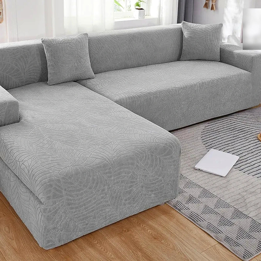 Capa para sofá jacquard cinza disponível em tamanhos de 1 a 4 lugares