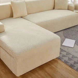 Capa para sofá jacquard creme disponível em tamanhos de 1 a 4 lugares