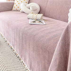 Capa de sofá rosa color06 com textura Chevron no sofá original